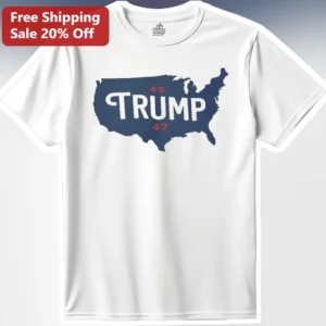 Trump 45 47 Donald Trump MAGA Patriotic USA Map Graphic Tee available at our Los Angeles warehouse