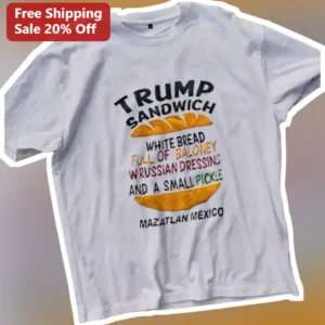 Trump Sandwich Funny Political Satire Graphic Tee for Adults available at our Los Angeles warehouse