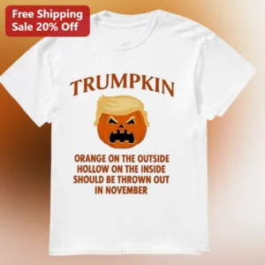 Trumpkin Orange on the Outside Hollow on the Inside Funny Political Halloween Tee, Anti-Trump Satire available at our Los Angeles warehouse