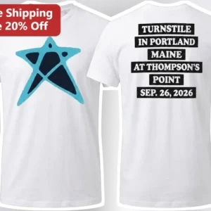 Turnstile Portland Maine Thompson's Point Tee Never Enough Tour Concert Merch available at our Los Angeles warehouse