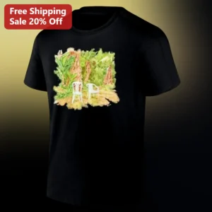 Two Empty Chairs In A Garden Watercolor Art Tee, Minimalist Nature Scene Shirt Gift For Garden Lover available at our Los Angeles warehouse