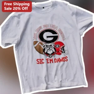 UGA Football Sic Em Dawgs Tee University of Georgia Bulldogs Graphic Shirt available at our Los Angeles warehouse