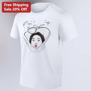 Underwater Face Illustration Tee, Minimalist Line Art Portrait Shirt, Unique Artistic Graphic Tee Gi available at our Los Angeles warehouse
