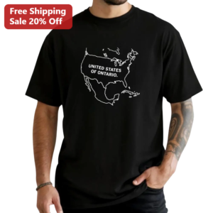 United States of Ontario Funny Geography Map Graphic Tee Gift for Canadians available at our Los Angeles warehouse