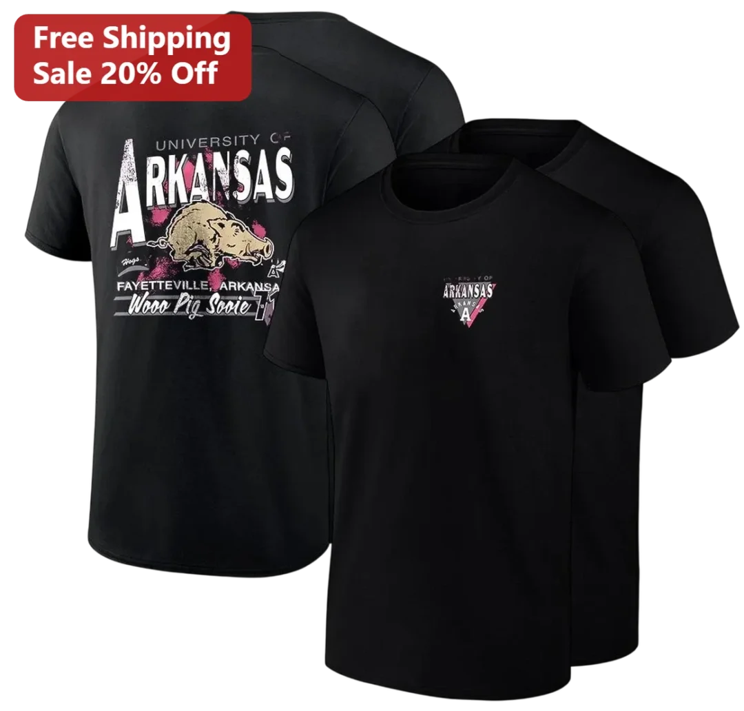 University of Arkansas Fayetteville Woo Pig Sooie Razorbacks Tee, Vintage College Game Day Gift for available at our Los Angeles warehouse
