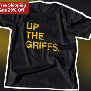 Up The GriffS. Distressed Collegiate Typography Tee University of Michigan Wolverines Fan Gear Black available at our Los Angeles warehouse