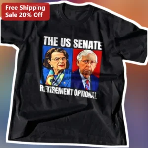 US Senate Retirement Optional Mitch McConnell Chuck Schumer Graphic Tee Political Satire Shirt available at our Los Angeles warehouse