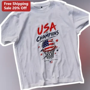 USA Champions Women's Basketball Tee Distressed Vintage Patriotic Hoops Shirt Gift for Fans available at our Los Angeles warehouse
