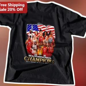 USA FIBA Women's Basketball World Cup Champions Tee Team USA Fan Gear available at our Los Angeles warehouse