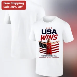USA Wins Victory Pride Team USA Basketball Graphic Tee For Women Men Patriotic Sports Gift available at our Los Angeles warehouse