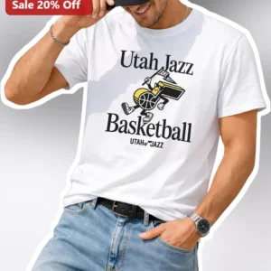 Utah Jazz Basketball Tee Retro Hot Rod Mascot Vintage NBA Fan Apparel Men's Game Day Shirt available at our Los Angeles warehouse