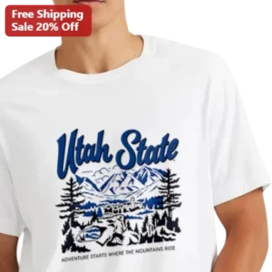 Utah State Adventure Starts Where The Mountains Rise Tee Vintage Travel Graphic Shirt Gift For Hiker available at our Los Angeles warehouse