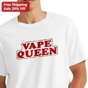 Vape Queen Tee Leopard Print Graphic T-Shirt for Women Cloud Chaser Vaping Gift available at our Los Angeles warehouse