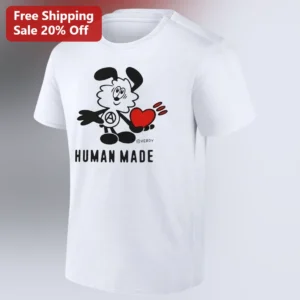 Vick the Dog Tee Verdy Cartoon Puppy Anarchy Heart Graphic Streetwear T-Shirt Gift for Hypebeast Fan available at our Los Angeles warehouse