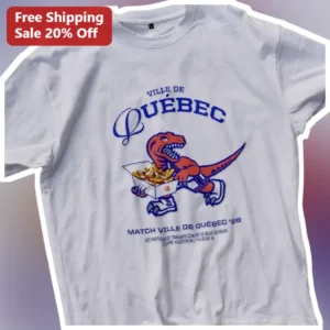 Ville De Quebec Match '26 Retro Dinosaur Poutine Graphic Tee available at our Los Angeles warehouse