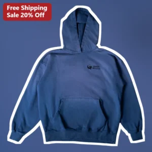 Vintage Wash Navy Hoodie Minimalist Streetwear Pullover with Embroidered Logo available at our Los Angeles warehouse