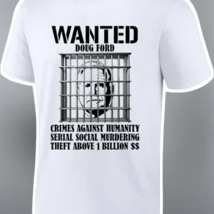 Wanted Crimes Against Humanity Satire Tee Serial Social Murdering Dark Humor Shirt available at our Los Angeles warehouse