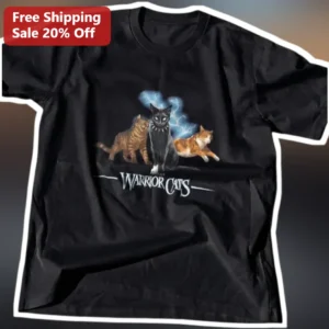 Warrior Cats Tee Fantasy Book Merch Cat Lover Gift Black Graphic Shirt available at our Los Angeles warehouse