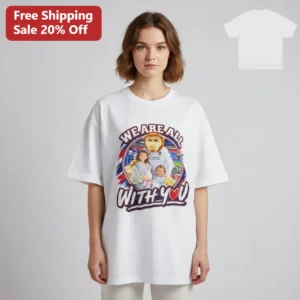 We Are All With You Tee, Bolton Wanderers Lofty the Lion Mascot Fan Gift, Football Matchday Keepsake available at our Los Angeles warehouse