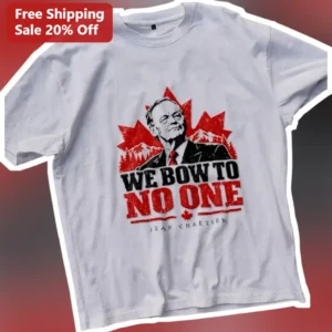 We Bow To No One Jean Chretien Canada Patriotic Distressed Graphic Tee available at our Los Angeles warehouse