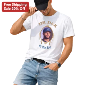 We Dem Boyz Tee Dallas Cowboys Dak Prescott Vintage Portrait Graphic T-Shirt for Men available at our Los Angeles warehouse