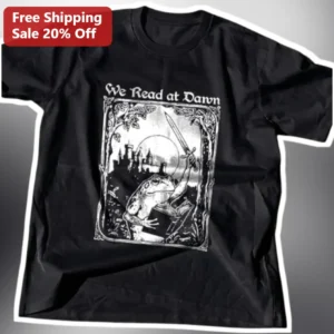 We Read at Dawn Tee Frog Knight Fantasy Book Lover Gift Medieval Woodcut Shirt available at our Los Angeles warehouse