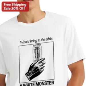 What I Bring To The Table A White Monster Graphic Tee Funny Relationship Humor Shirt available at our Los Angeles warehouse