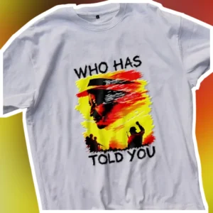 Who Has Told You Native American Warrior Graphic Tee Vintage Distressed Cotton Shirt available at our Los Angeles warehouse