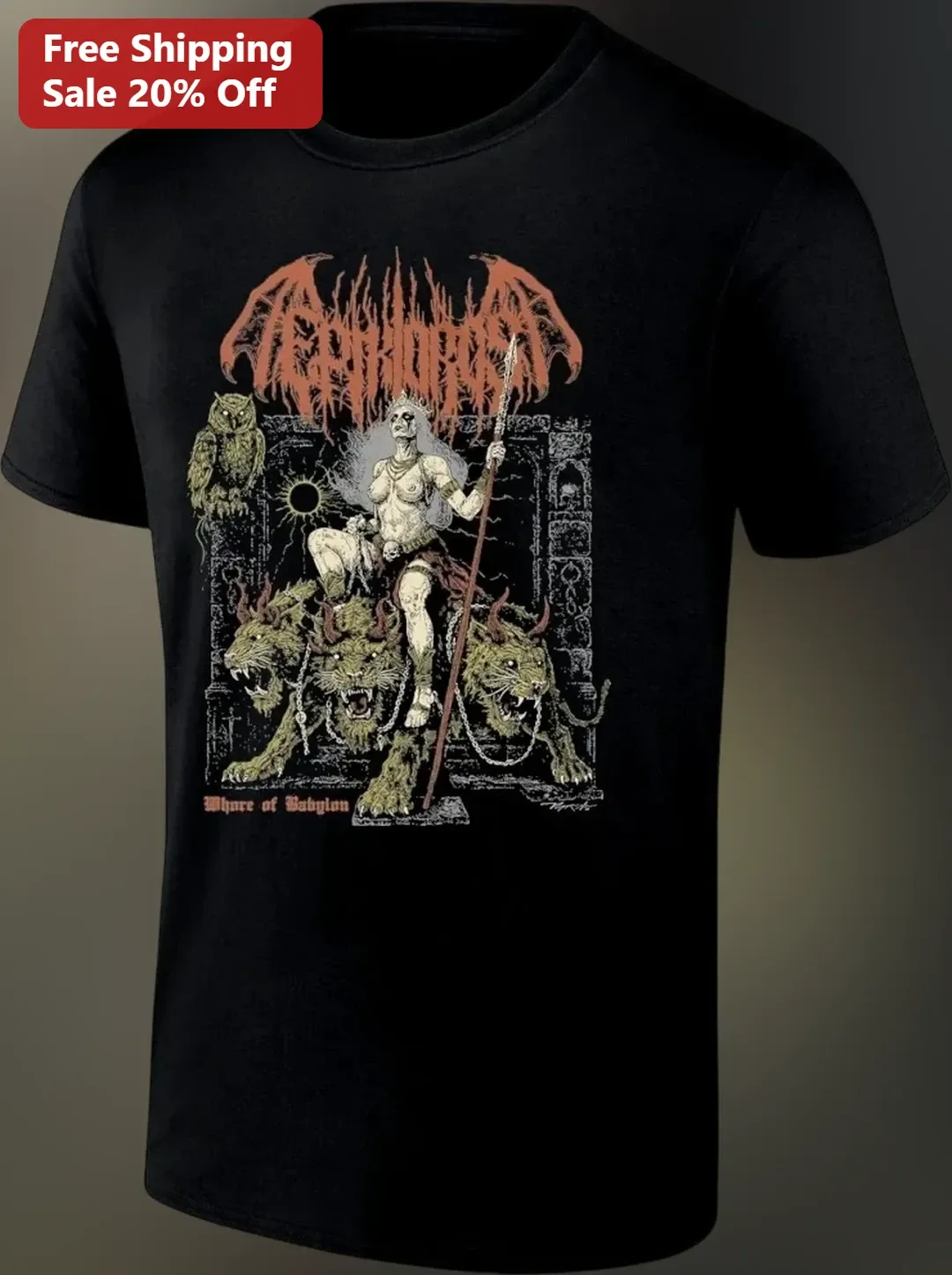Whore of Babylon Tee Dark Occult Heavy Metal Apocalyptic Art — Los Angeles Whore of Babylon Tee Dark Occult Heavy Metal Apocalyptic Art Graphic T-Shirt available at our Los Angeles warehouse
