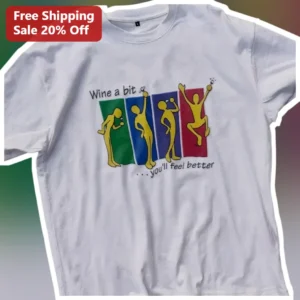Wine a Bit You'll Feel Better Funny Wine Lover Graphic Tee Gift for Women available at our Los Angeles warehouse