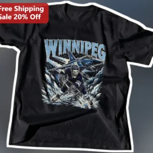 Winnipeg Skeleton Hockey Goalie Vintage Rock Style Tee for Men Women available at our Los Angeles warehouse