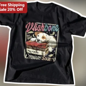Wishbone Literary Society Tee Vintage Book Lover Dog Shirt Gift for Readers available at our Los Angeles warehouse