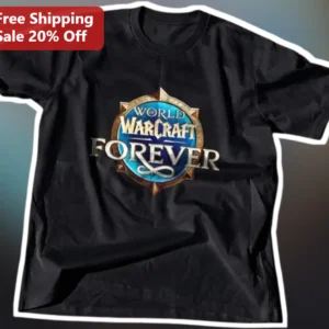 World of Warcraft Forever Tee Azeroth Gamer Gift Black T-Shirt available at our Los Angeles warehouse
