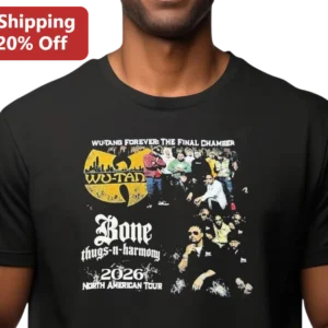 Wu-Tang Forever The Final Chamber Bone Thugs-N-Harmony 2026 North American Tour Tee available at our Los Angeles warehouse
