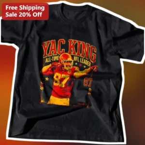YAC King All-Time NFL Leader Travis Kelce Vintage Distressed Graphic Tee available at our Los Angeles warehouse