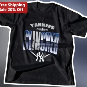 Yankees Postseason Clinched Tee New York Yankees Baseball Fan Gear Vintage Distressed Graphic Shirt available at our Los Angeles warehouse