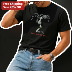 Yeezus God Wants You Kanye West Skeleton Graphic Tee available at our Los Angeles warehouse