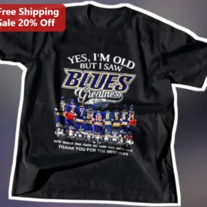Yes I'm Old But I Saw Blues Greatness Thank You For The Memories St. Louis Blues Vintage Hockey Fan available at our Los Angeles warehouse