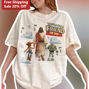 You've Got A Friend In Me Jesus Woody Buzz Lightyear Vintage Wash Graphic Tee available at our Los Angeles warehouse