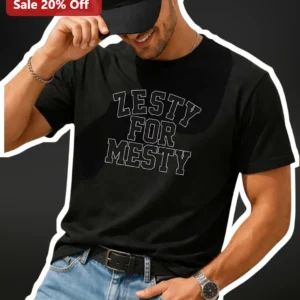 Zesty For Mesty Graphic Tee Funny Slang Shirt for Men Women available at our Los Angeles warehouse