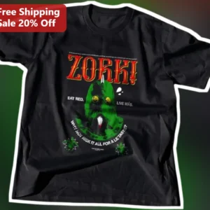 Zorki Alien Eat Red Live Mas Vintage Mascot Graphic Tee available at our Los Angeles warehouse