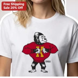 1950 Vintage Gorilla Football Mascot Graphic Tee Retro Collegiate Style Gift available at our Los Angeles warehouse