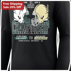 2025 MHSAA Football Div 5 Championship Long Sleeve Tee Michigan High School Varsity Fan Gift available at our Los Angeles warehouse