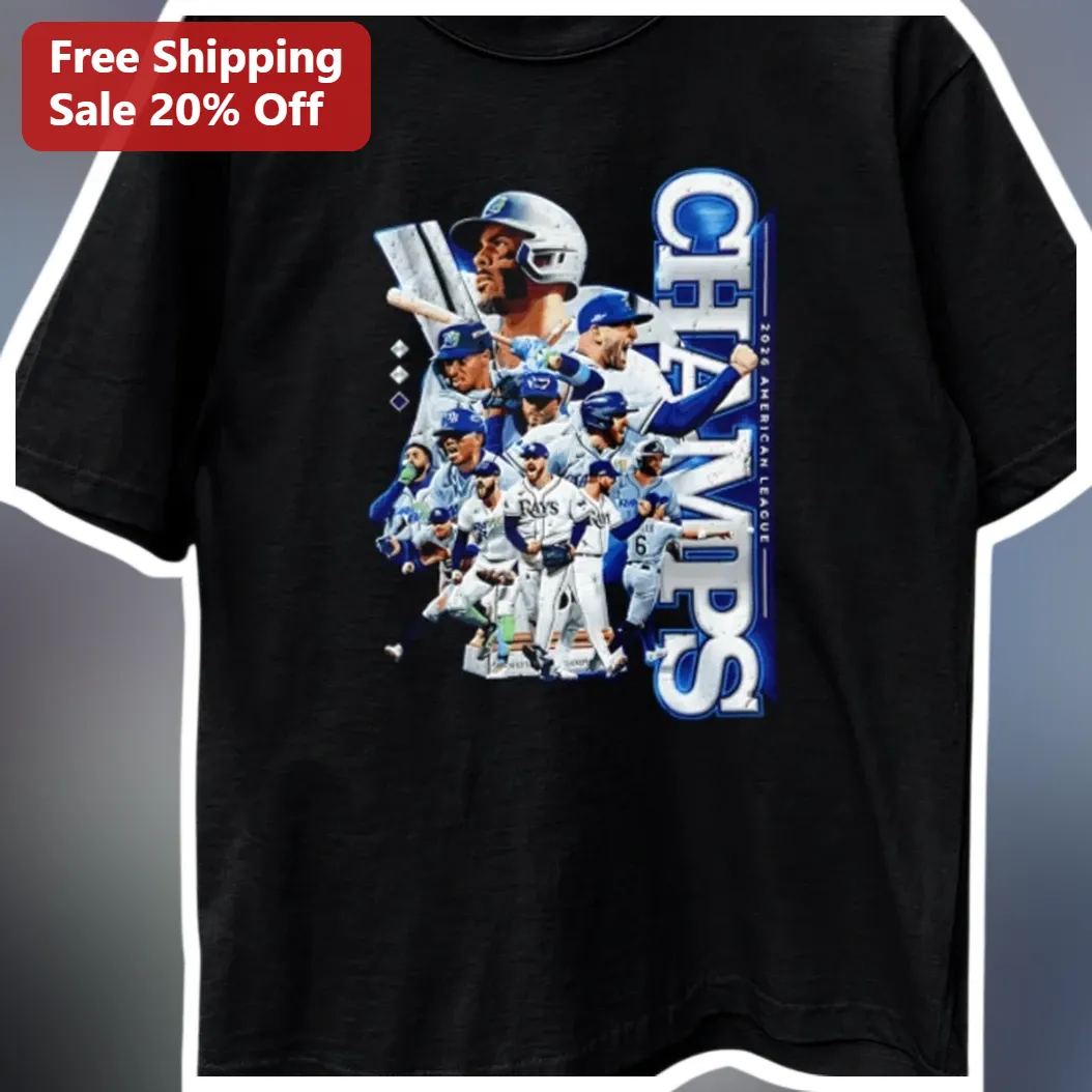 2026 American League Champs Tampa Bay Rays Baseball Tee — Los Angeles 2026 American League Champs Tampa Bay Rays Baseball Tee available at our Los Angeles warehouse