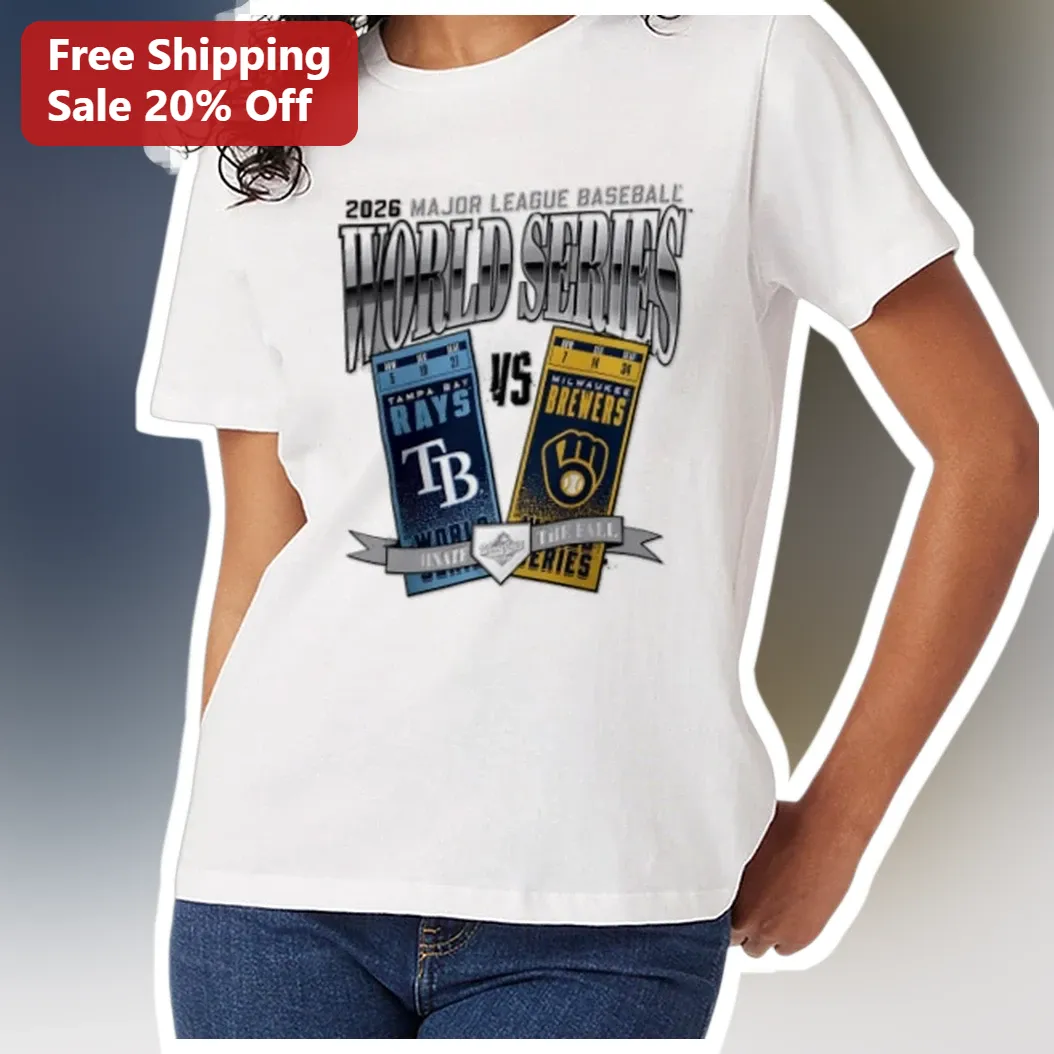 2026 MLB World Series Tee Rays vs Brewers Vintage Ticket Graphic Shirt available at our Los Angeles warehouse