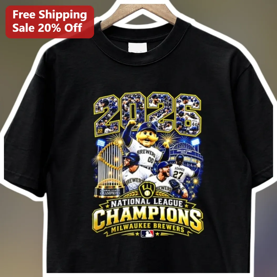 2026 National League Champions Milwaukee Brewers Tee Bernie — Los Angeles 2026 National League Champions Milwaukee Brewers Tee Bernie Brewer Celebration Shirt available at our Los Angeles warehouse