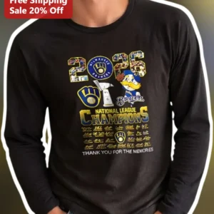 2026 National League Champions Milwaukee Brewers Thank You For The Memories Long Sleeve Tee available at our Los Angeles warehouse