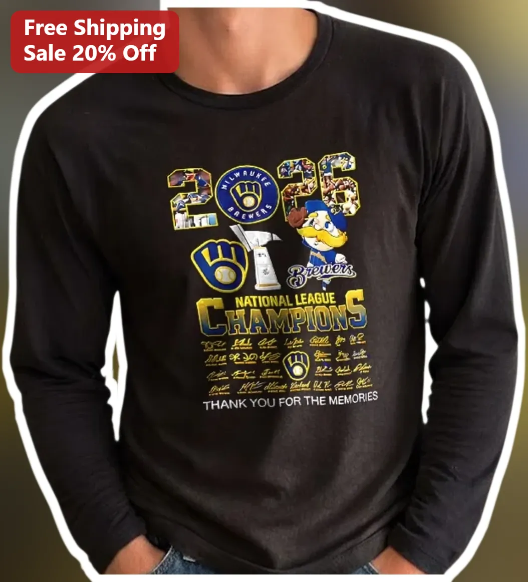 2026 National League Champions Milwaukee Brewers Thank You F — Los Angeles 2026 National League Champions Milwaukee Brewers Thank You For The Memories Long Sleeve Tee available at our Los Angeles warehouse