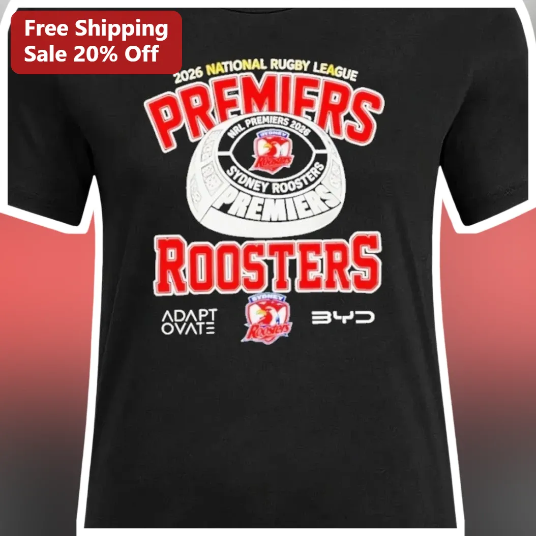 2026 National Rugby League Premiers Sydney Roosters Tee available at our Los Angeles warehouse