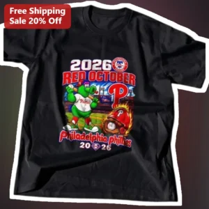 2026 Red October Philadelphia Phillies Phillie Phanatic Graphic Tee available at our Los Angeles warehouse